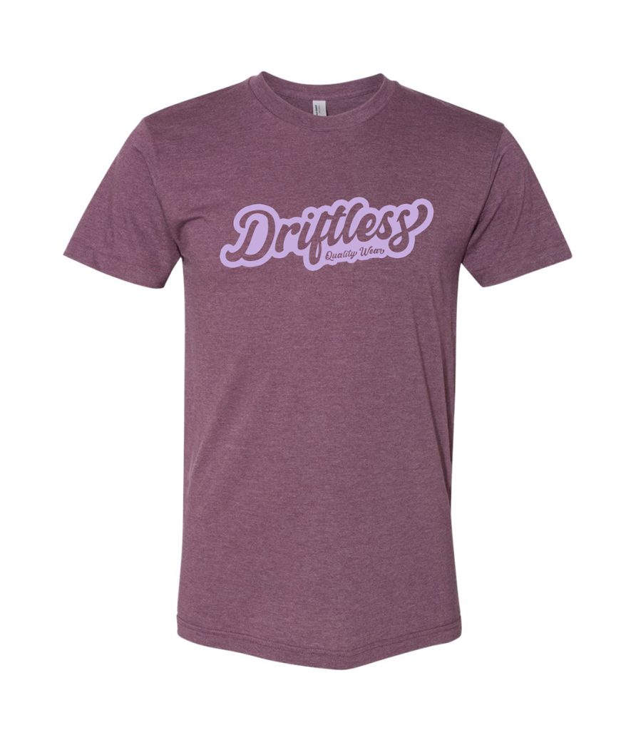 Script tee plum